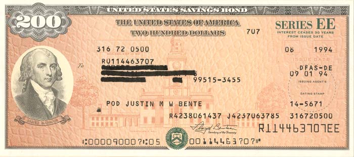 $200 U.S. Savings Bond